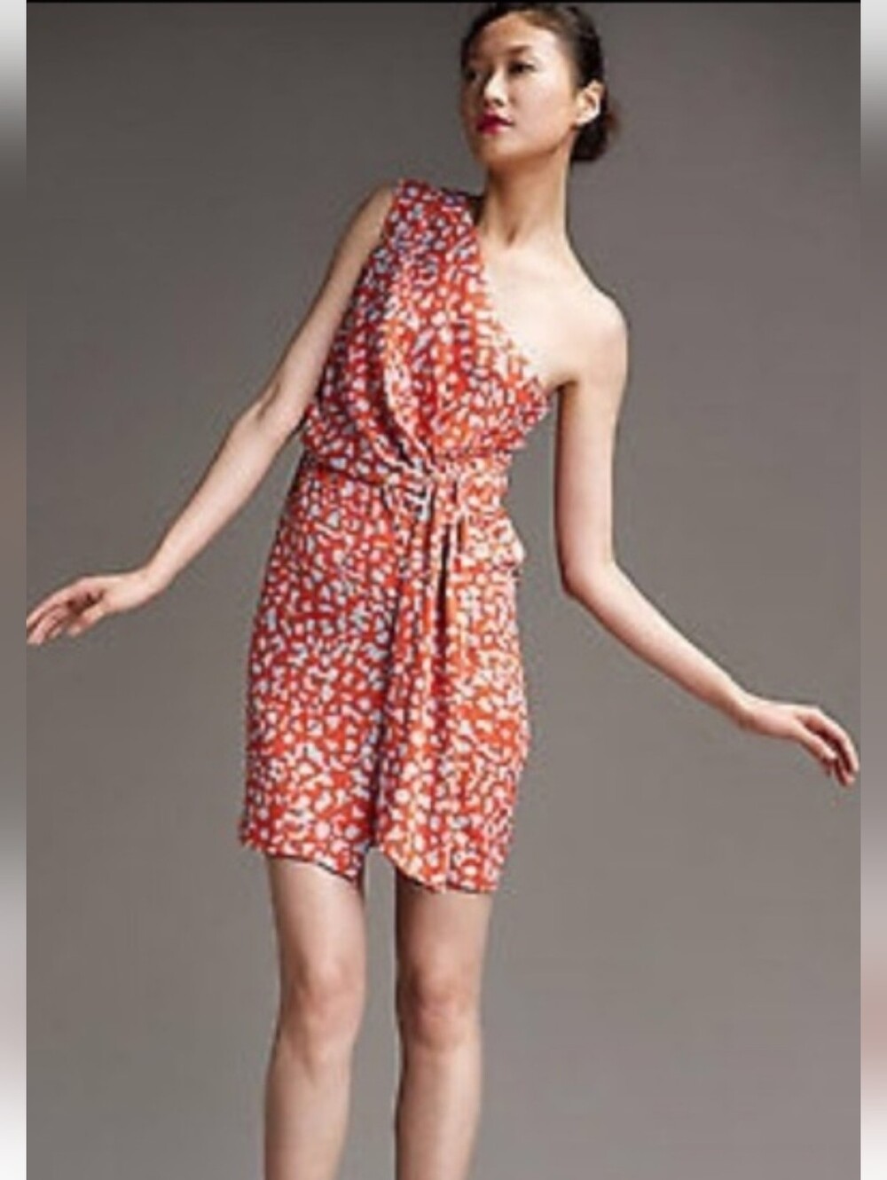 Diana Von Furstenberg Agantha Silk Blend Leopard One Shoulder Dress Women Size 4